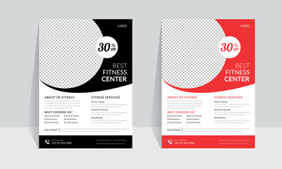 Gym / Fitness unique flyer template with black and red