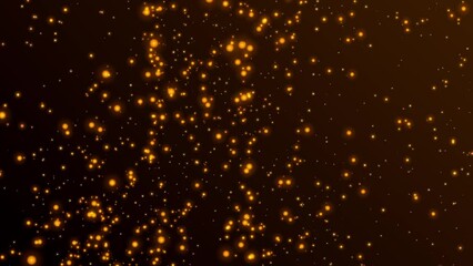 Fire Particles over black background. Closeup of burning bonfire fire sparks. 