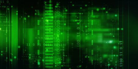 2d illustration abstract digital binary data on computer screen
