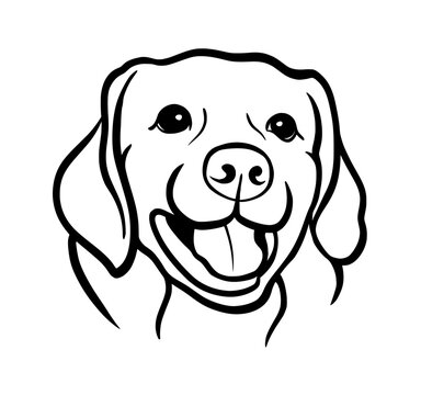 Vector of a dog head on white background. Pet outline.