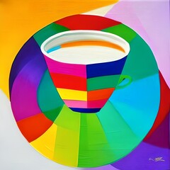 Cup background with rainbow