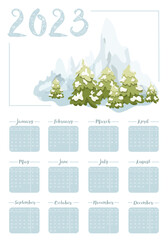 2023 abstract vector сalendar design in A5 format, week starts on Monday, page template. Monthly Wall Calendar 2023. Set of 12 months. Vector illustration