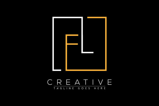 Initial letter fl, lf, f, l elegant and luxury Initial with Rectangular frame minimal monogram logo design vector template