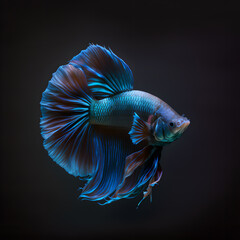 Fototapeta premium Colorful of Siamese Fighting Fish, Betta Fish, Labyrinth Fish look Beautiful and Gorgeous Isolated on Black Background