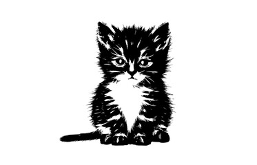 Cute Kitten Vector Illustration Tattoo