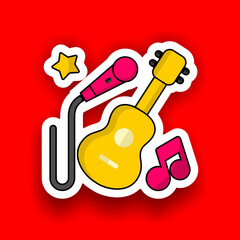 Guitar sticker icon vector