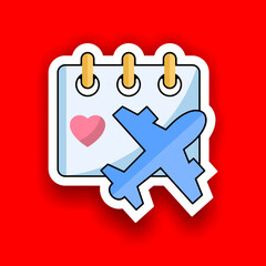 Airplane sticker icon vector