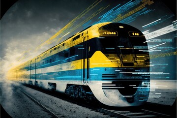 Internet concept of global train business transport. Generative AI