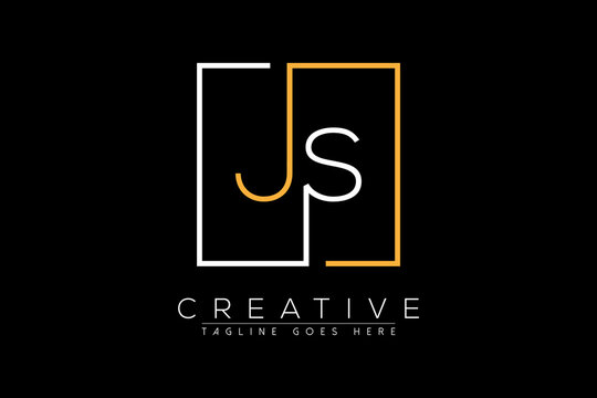 Initial letter js, sj, s, j elegant and luxury Initial with Rectangular frame minimal monogram logo design vector template