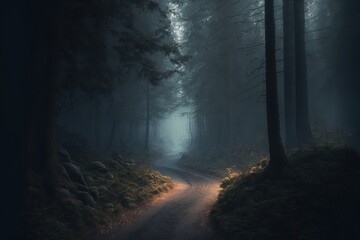fantasy forest path. spooky forest road.