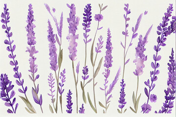 Naklejka premium Lavender Bliss: A Watercolor Seamless Pattern, AI Generated