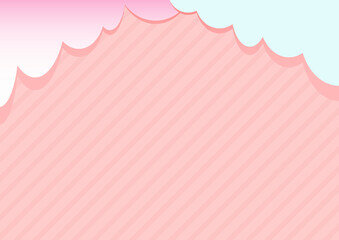 Sweet pink background with oblique stripe and clouds on top