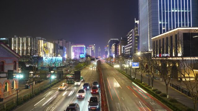 traffic in city ,busy street,time lapse