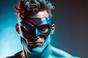 Super hero man wearing a mask, generative ai - obrazy, fototapety, plakaty