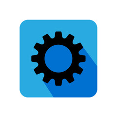long shadow gear icon for graphic and web design.