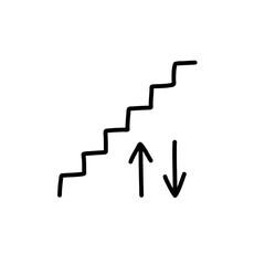 escalator doodle icon, vector color line illustration