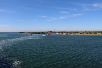 Fototapeta na wymiar Leaving Gedser Ferry Port, Baltic Sea Denmark