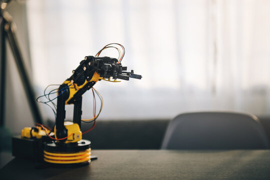 Robotic Arm Toy For Coding Programing Learning At Home With Copy Space.