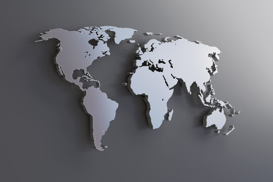 Extruded World map 3d render