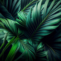 Natural Tropical Palm Feaf Background. Generative AI