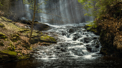 Waterfall at the spillway of Stony Lake in Stokes State Forest New Jersey