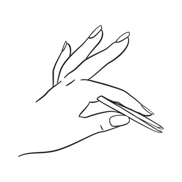 recommend clip art: Tweezers in beautician hand for beauty concept in vector illustration