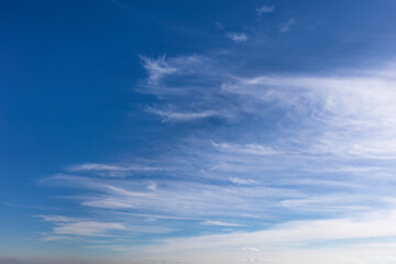 Noon blue sky with cirrus clouds background overlay. Ideal for sky replacement.	
 - obrazy, fototapety, plakaty