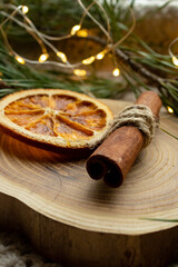 Dried orange, cinnamon and Christmas tree branches