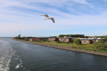 Travelling at River Unterwarnow around Warnemünde Rostock, Germany