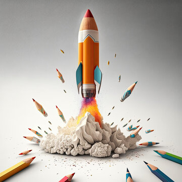 A Colorful Journey to the Stars: The Pen-Color Rocket of a Child's Imagination, Generative AI