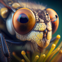 close up of wasp head macro illustration