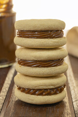 Argentinian alfajores made with cornstarch filled with dulce de leche.