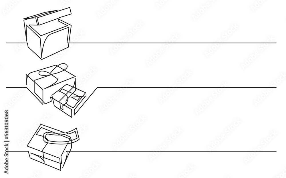 Poster continuous line drawing vector illustration with fully editable stroke of box package mail delivery