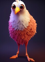 Fototapeta premium Domestic bird in 3D Style on clean background. Generative ai