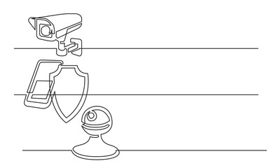 continuous line drawing vector illustration with FULLY EDITABLE STROKE of outdoor camera phone security home web camera