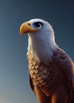 Eagle animal in 3D Style on clean background. Generative ai