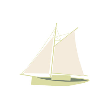 Fishing boat. Colorful vector illustration. Small ships in flat design.