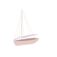 Fishing boat. Colorful vector illustration. Small ships in flat design.