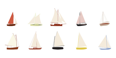 Fishing boat. Colorful vector illustration. Small ships in flat design.