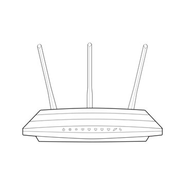 black and white router with three antennas clip art preview