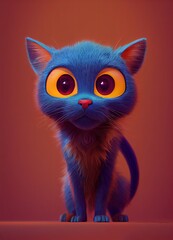 Felidae animal in 3D Style on clean background. Generative ai