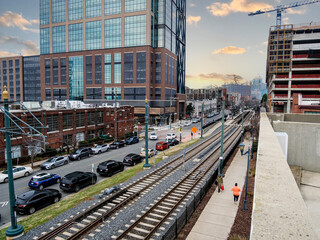 Fototapeta na wymiar Light Rail in the City