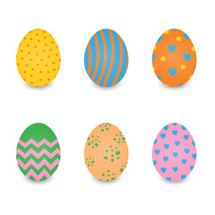 Vector illustration of Easter eggs with different pattern isolated on white background.