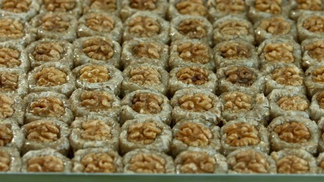 Traditional turkish baklava pistachio pastry. Dilberdudagi, ozel kesim baklava, cikolatali baklava, fistikli baklava, katmer, fistikli kadayif, kattafi, fistik sarma, soguk baklava, midye baklava, cev