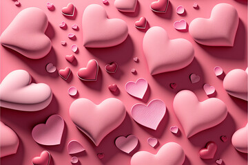 A mesmerizing render of pink hearts, each one with a unique textured surface