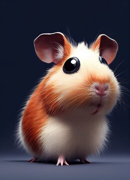 Guinea pig in 3D Style on clean background. Generative ai