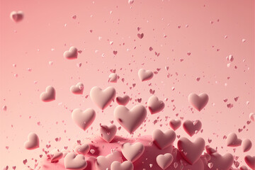 Pink hearts, rendered with detail and textured surfaces that make them come alive in the visual