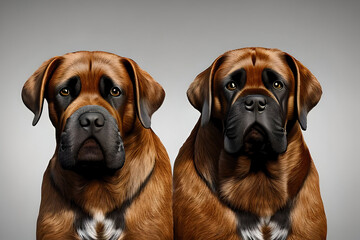 Fototapeta premium two dogs on gray background