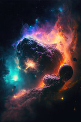 Obraz na płótnie Canvas Cosmic Wonders: The Vibrant and Mysterious Nebulas of Space, Generative AI