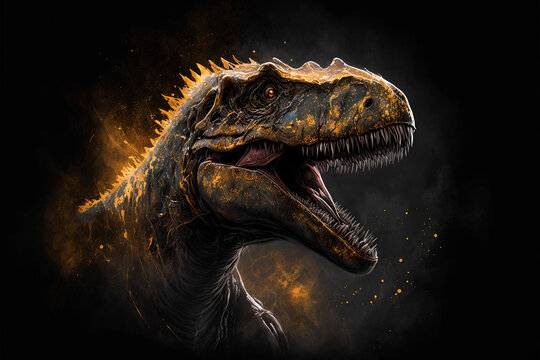 Scary Tyrannosaurus. AI generation